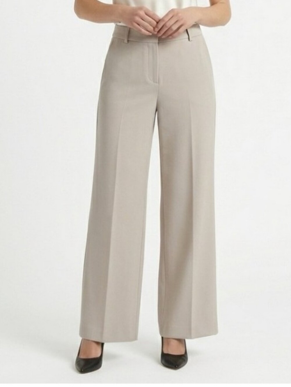 NWT $79 Alfani Women's Pull-On Wide-Leg Pants Relaxed Silver Cloud Gray Sz 12